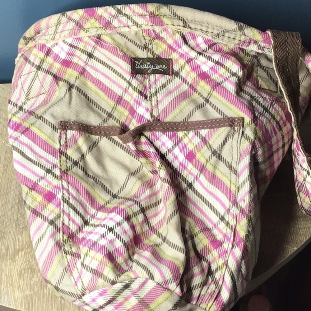 thirty-one Pink and Tan Plaid Tote Bag  (0178) - Picture 3 of 4